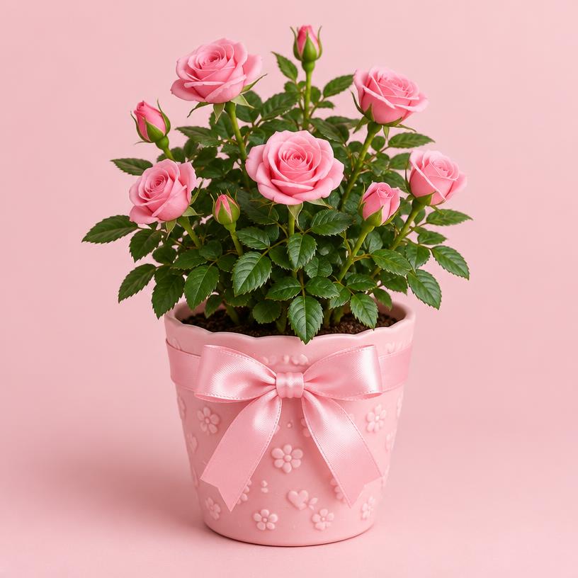 Rosa Mini en Maceta Decorativa